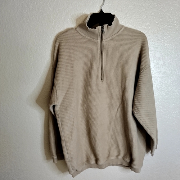 Aerie Good Vibes Corded Oversized Quarter Zip Sweatshirt Sz S - Picture 2 of 10